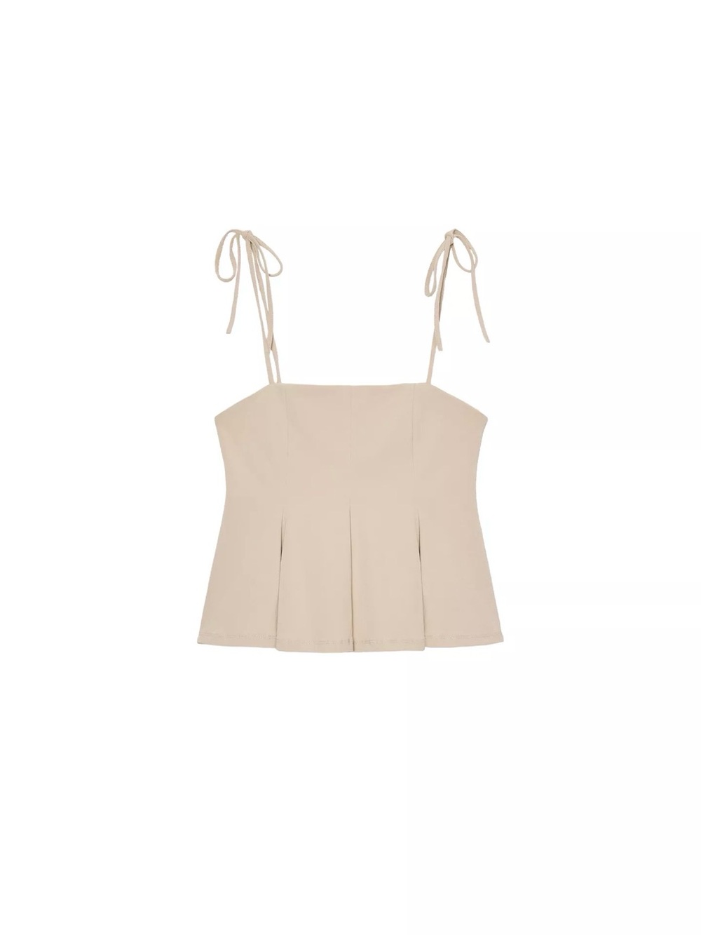 Zara Beige Tie-Shoulder Square Neck Camisole